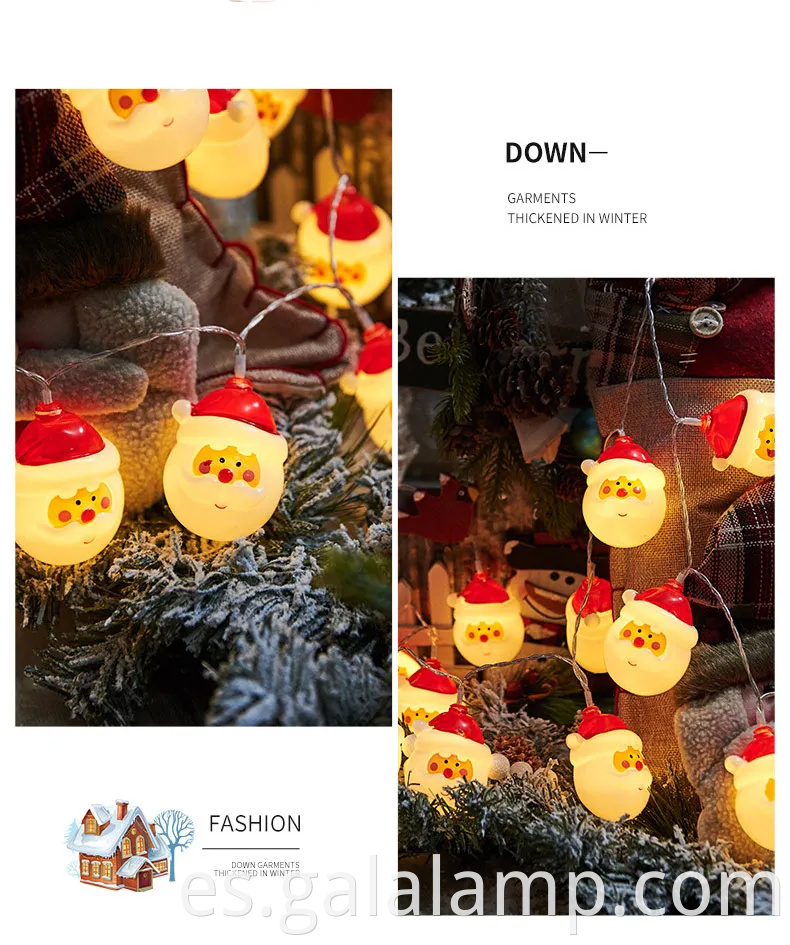 Coloridas luces de cuerda LED festivas con Santa Claus y Snowman